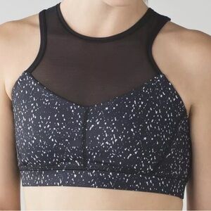 LULULEMON High Neck Mesh Bra SIZE 2 Black white EEUC RACERBACK MESH